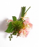 Dirbtinė balta/rožinė mišrių gėlių puokštė