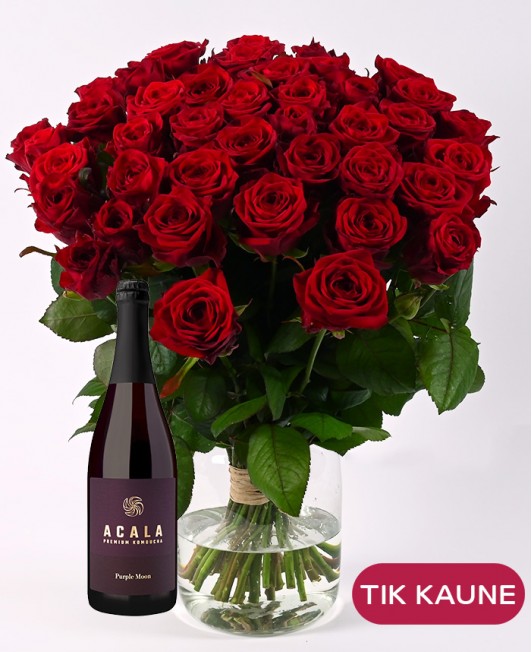 Raudonos rožės (15 vnt) ir ACALA Kombucha